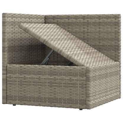 -Delige Loungeset Met Kussens Poly Rattan Grijs 4x hoek + 6x midden + voetensteun