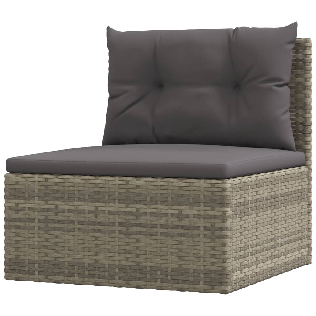 -Delige Loungeset Met Kussens Poly Rattan Grijs 4x hoek + 6x midden + voetensteun