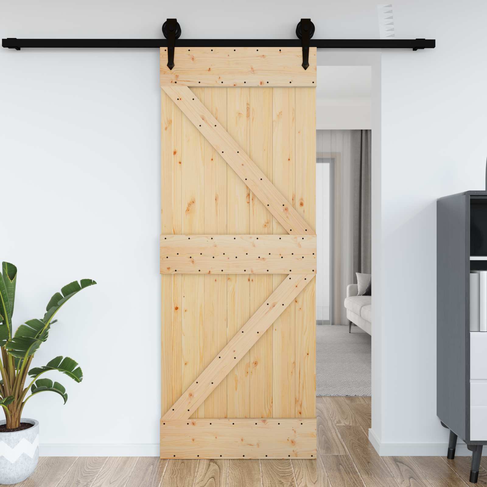 Deur NARVIK Naturel 95 x 210 cm Massief Grenenhout