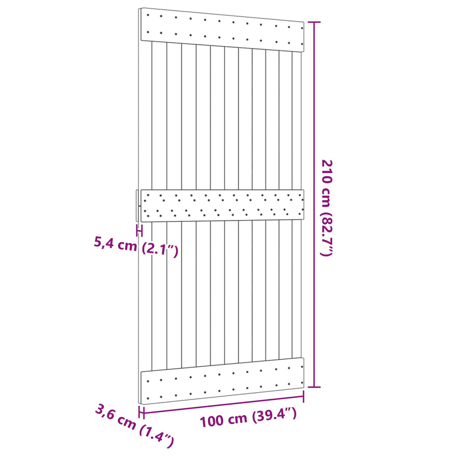 Deur NARVIK Naturel 100 x 210 cm Massief Grenenhout