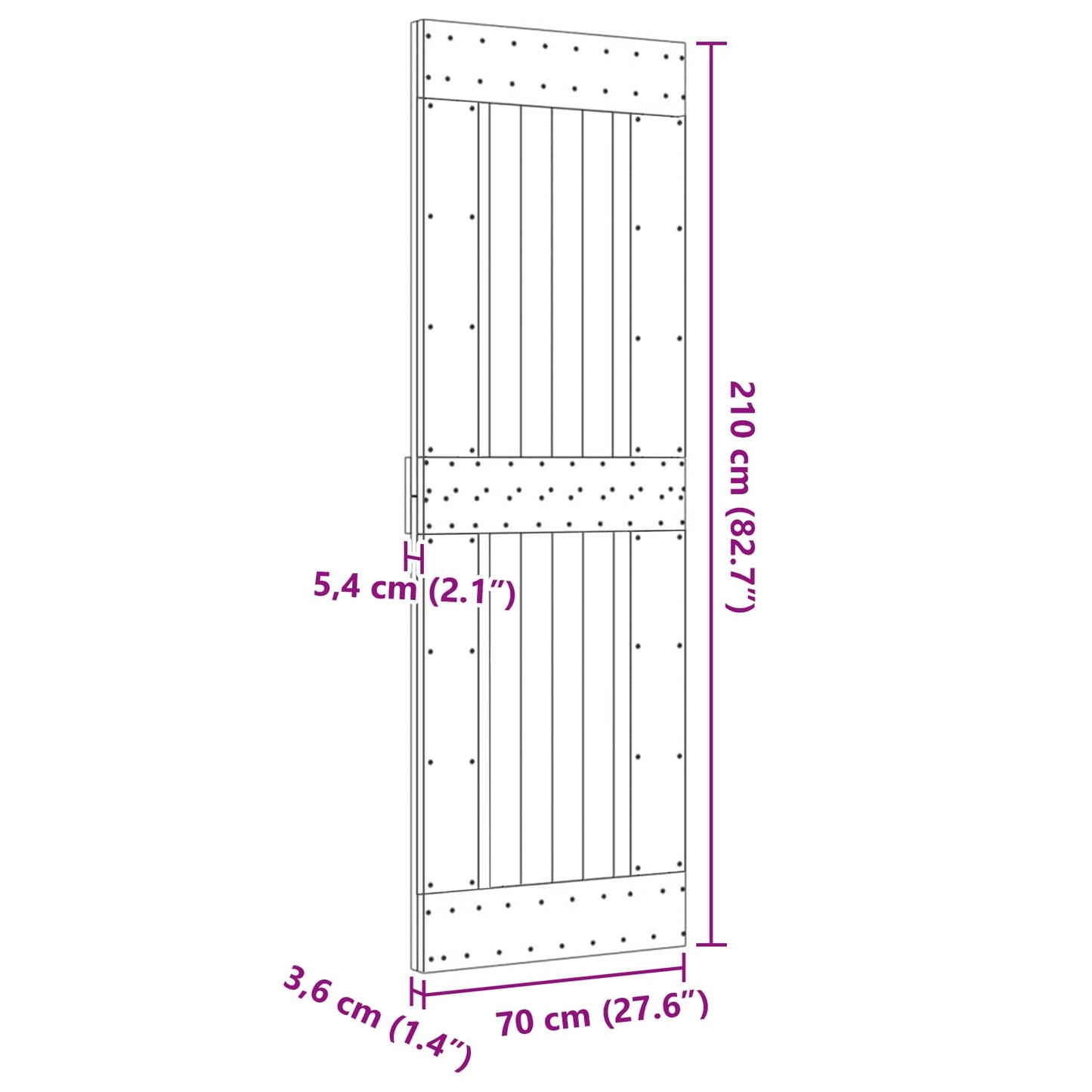 Deur NARVIK Naturel 70 x 210 cm Massief Grenenhout
