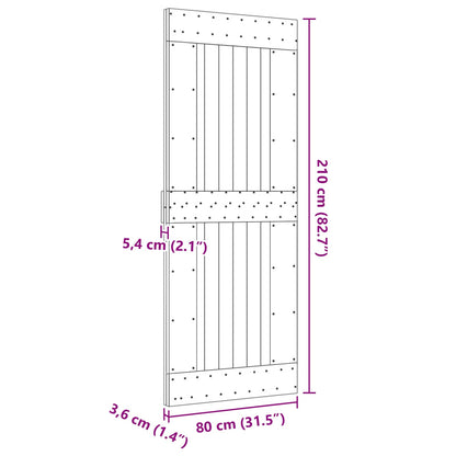 Deur NARVIK Naturel 80 x 210 cm Massief Grenenhout