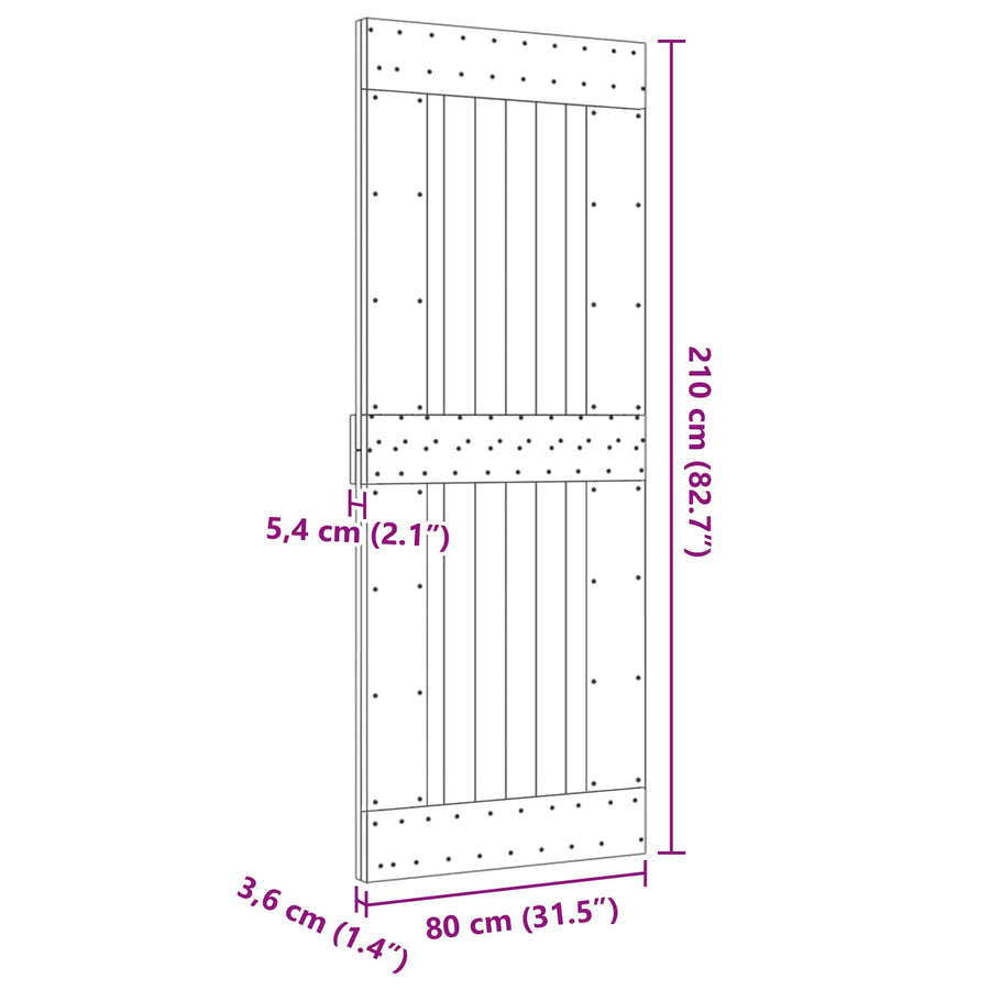 Deur NARVIK Naturel 80 x 210 cm Massief Grenenhout