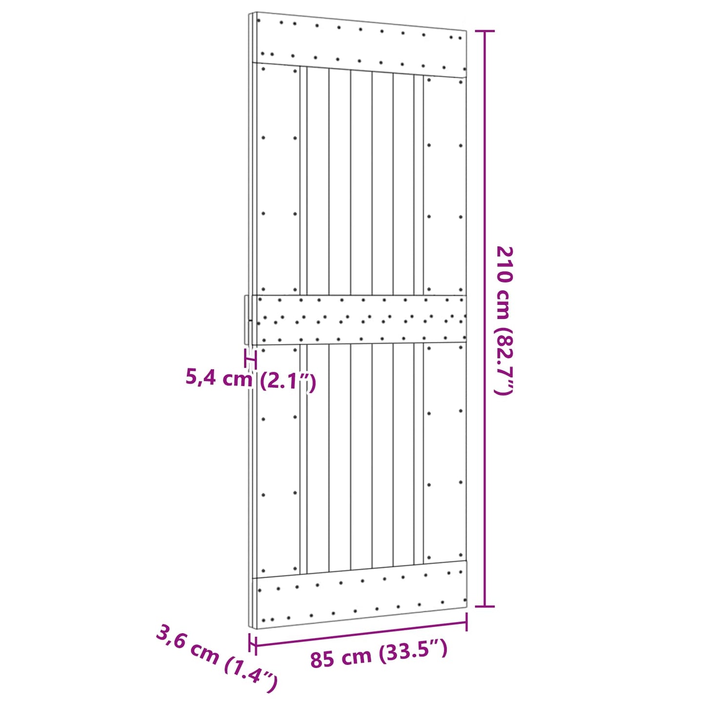 Deur NARVIK Naturel 85 x 210 cm Massief Grenenhout