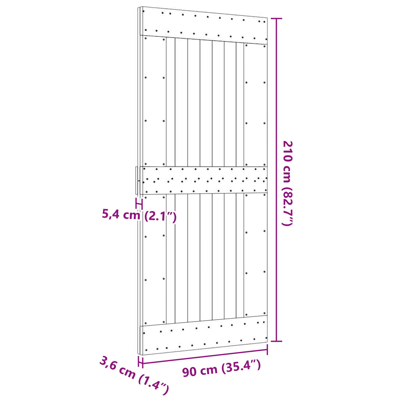 Deur NARVIK Naturel 90 x 210 cm Massief Grenenhout
