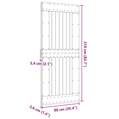 Deur NARVIK Naturel 90 x 210 cm Massief Grenenhout