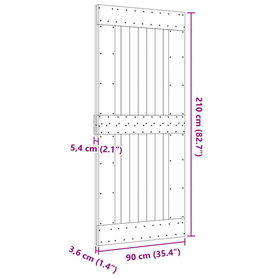 Deur NARVIK Naturel 90 x 210 cm Massief Grenenhout