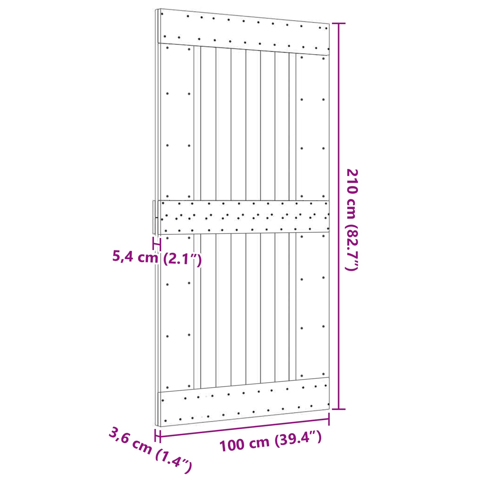 Deur NARVIK Naturel 100 x 210 cm Massief Grenenhout