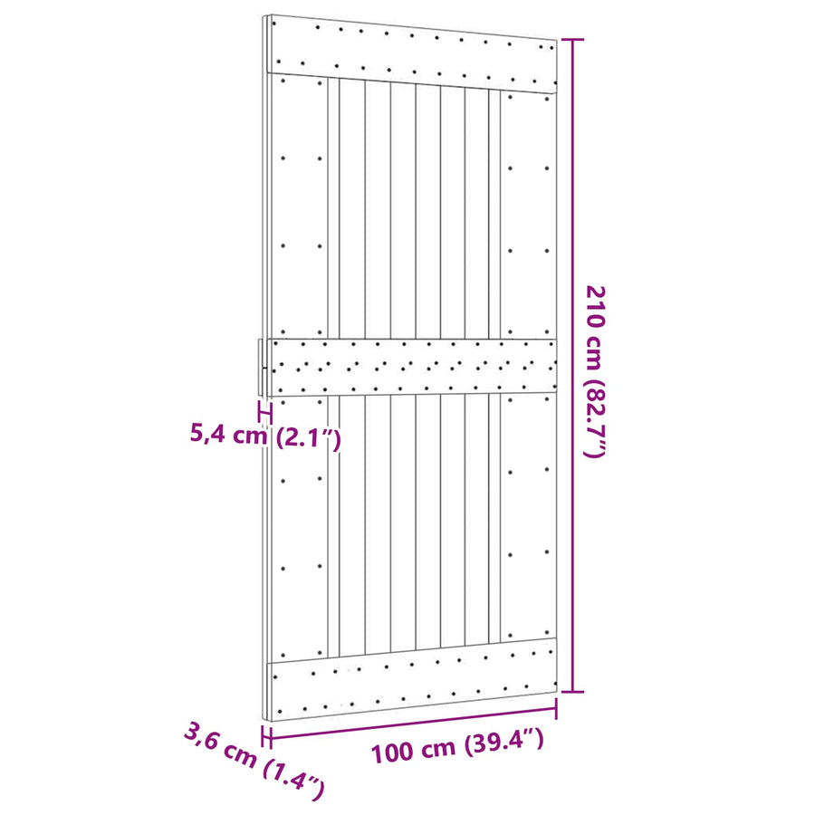 Deur NARVIK Naturel 100 x 210 cm Massief Grenenhout