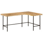Bureau L-vorm massief mangohout ijzer 165x110x77 cm