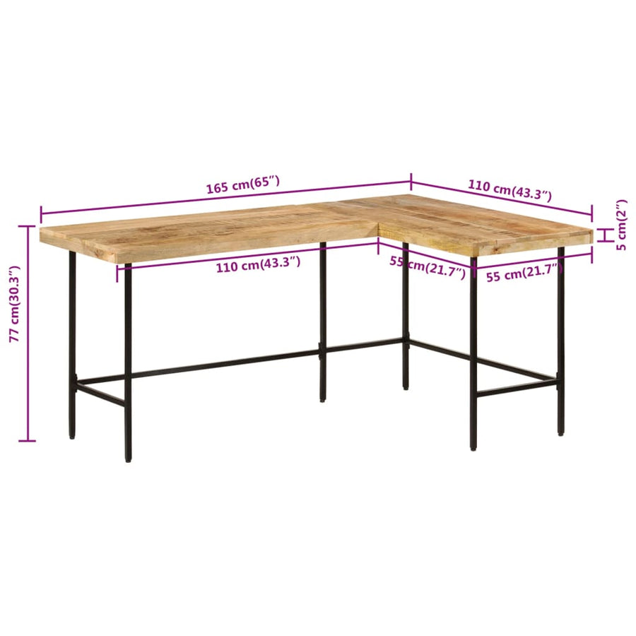 Bureau 165x110x77 cm massief mangohout en ijzer