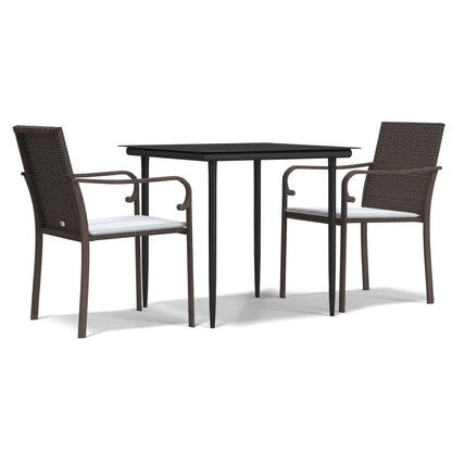 -Delige Tuinset Met Kussens Poly Rattan En Staal 3 80 cm tafellengte Bruin