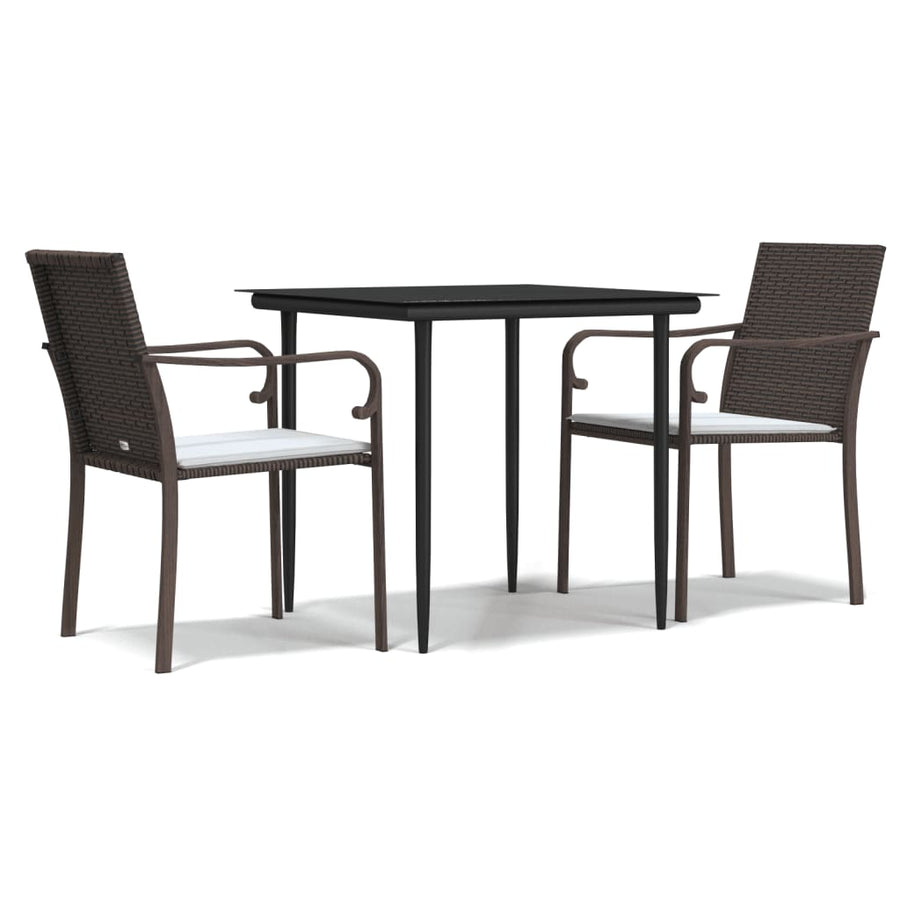 -Delige Tuinset Met Kussens Poly Rattan En Staal 3 80 cm tafellengte Bruin