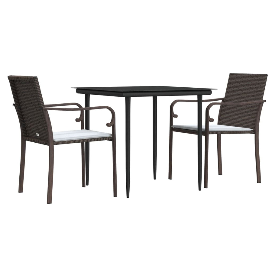 -Delige Tuinset Met Kussens Poly Rattan En Staal 3 80 cm tafellengte Bruin