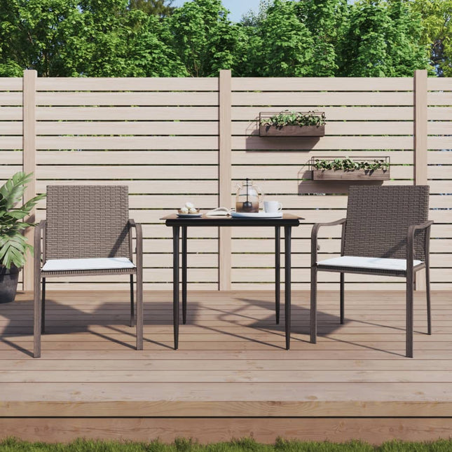 -Delige Tuinset Met Kussens Poly Rattan En Staal 3 80 cm tafellengte Bruin