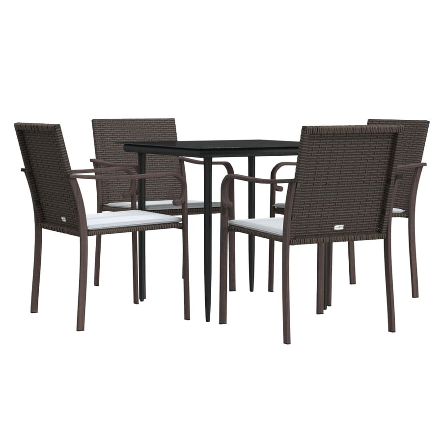 -Delige Tuinset Met Kussens Poly Rattan En Staal 5 80 cm tafellengte Bruin