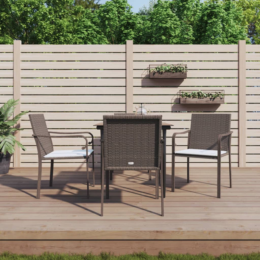 -Delige Tuinset Met Kussens Poly Rattan En Staal 5 80 cm tafellengte Bruin