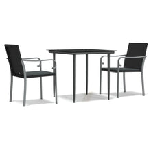 -Delige Tuinset Met Kussens Poly Rattan En Staal 3 80 cm tafellengte Zwart