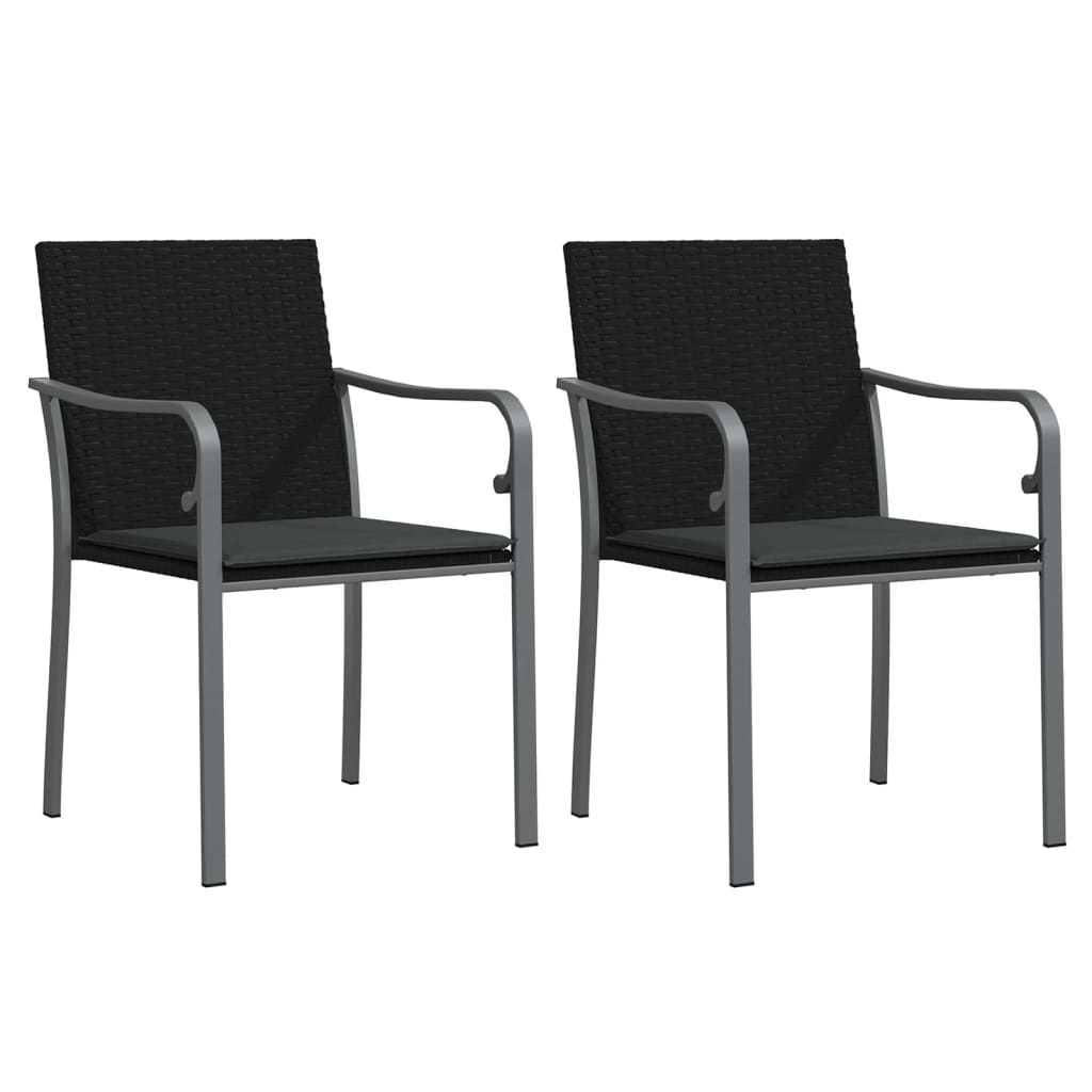 -Delige Tuinset Met Kussens Poly Rattan En Staal 3 80 cm tafellengte Zwart