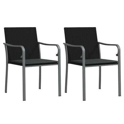 -Delige Tuinset Met Kussens Poly Rattan En Staal 3 80 cm tafellengte Zwart