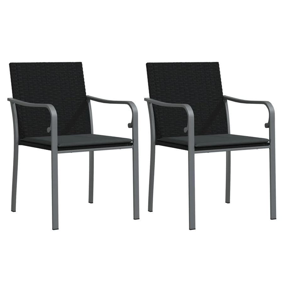 -Delige Tuinset Met Kussens Poly Rattan En Staal 3 80 cm tafellengte Zwart