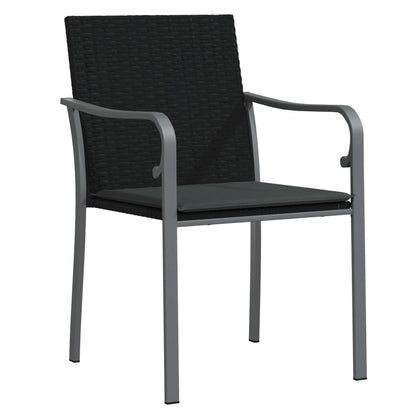 -Delige Tuinset Met Kussens Poly Rattan En Staal 3 80 cm tafellengte Zwart