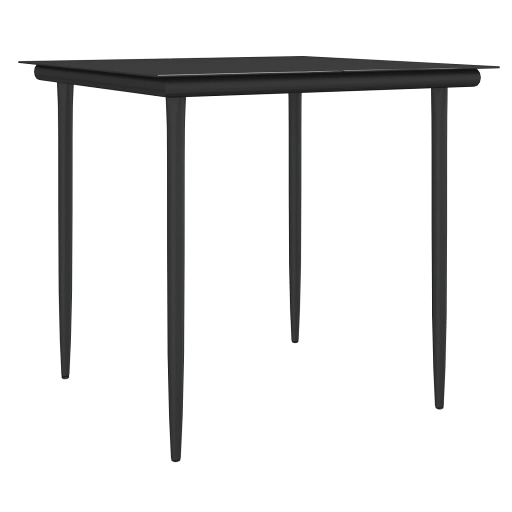 -Delige Tuinset Met Kussens Poly Rattan En Staal 3 80 cm tafellengte Zwart