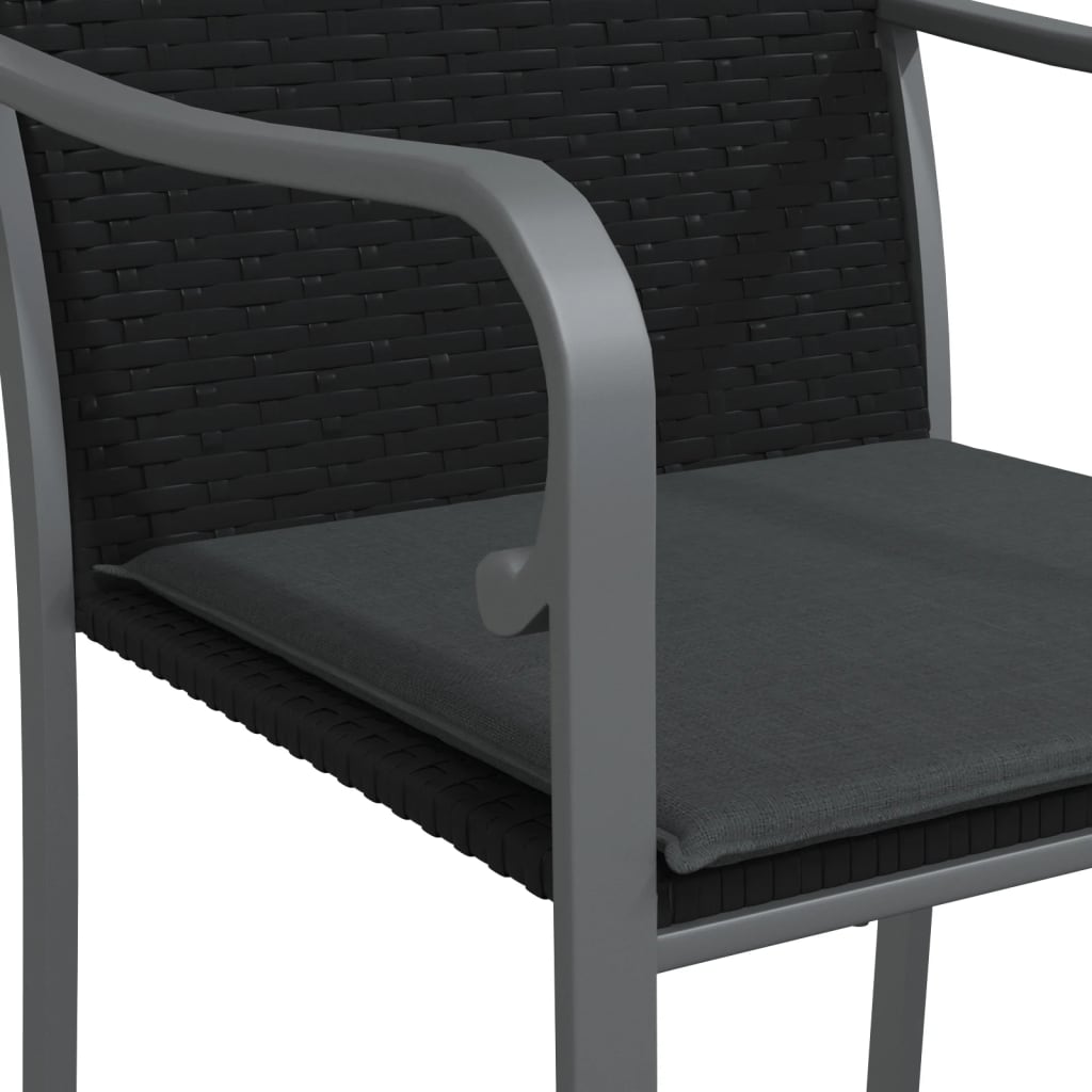 -Delige Tuinset Met Kussens Poly Rattan En Staal 3 80 cm tafellengte Zwart