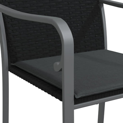 -Delige Tuinset Met Kussens Poly Rattan En Staal 3 80 cm tafellengte Zwart