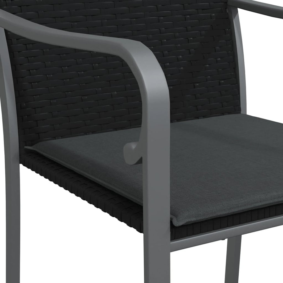 -Delige Tuinset Met Kussens Poly Rattan En Staal 3 80 cm tafellengte Zwart