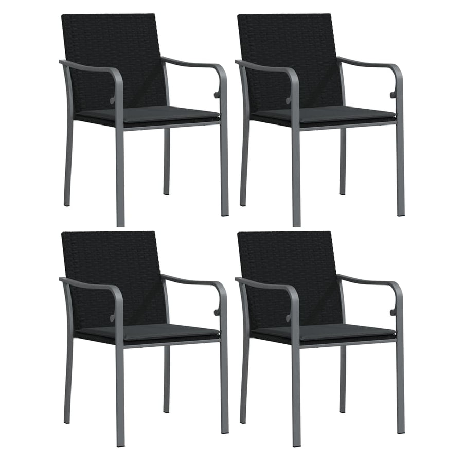 -Delige Tuinset Met Kussens Poly Rattan En Staal 5 80 cm tafellengte Zwart