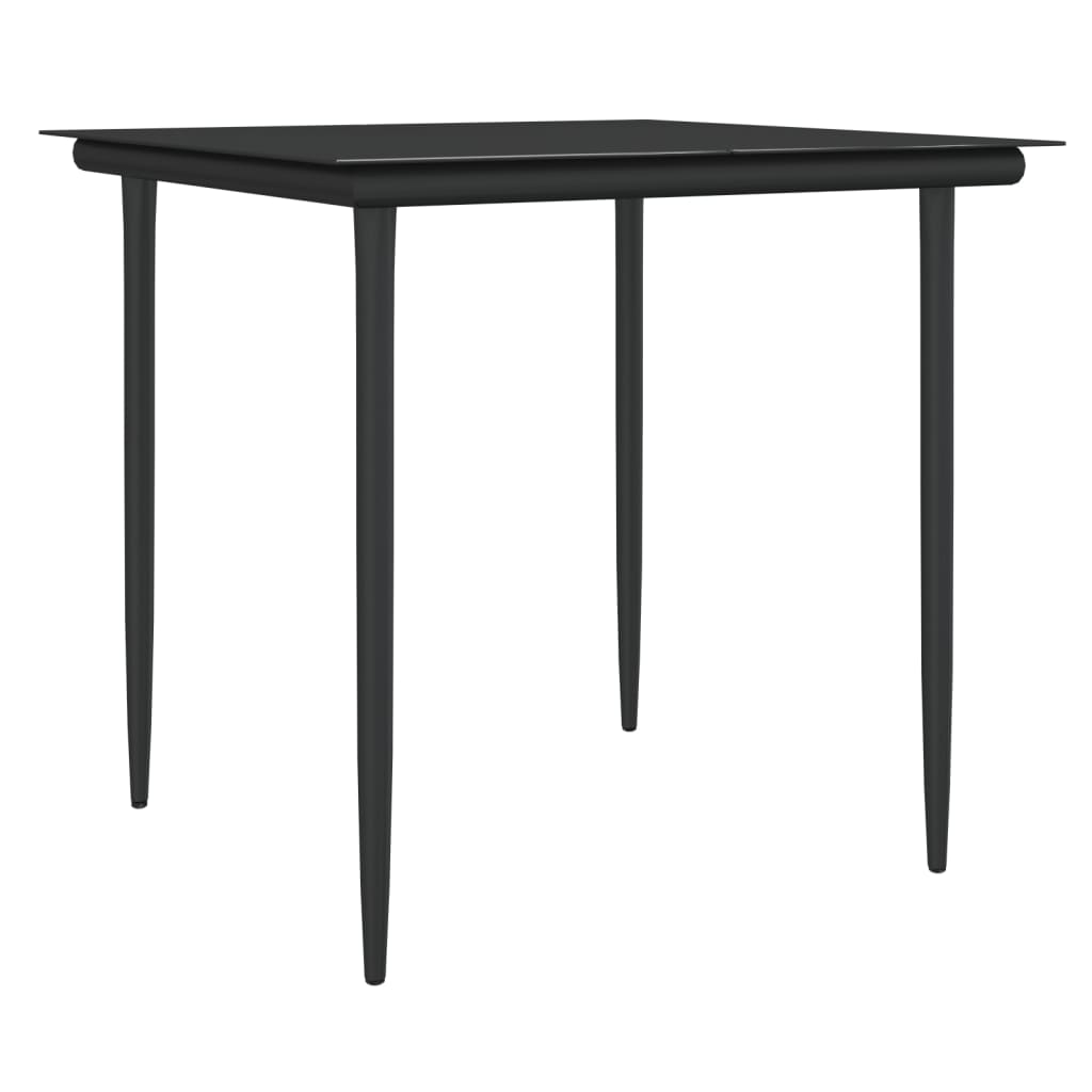 -Delige Tuinset Met Kussens Poly Rattan En Staal 5 80 cm tafellengte Zwart