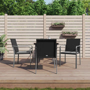 Tuinset 5-delig poly rattan staal zwart