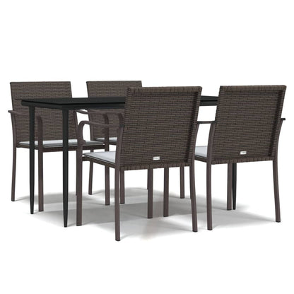 -Delige Tuinset Met Kussens Poly Rattan En Staal 5 140 cm tafellengte Bruin