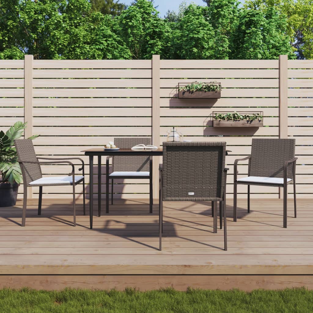 -Delige Tuinset Met Kussens Poly Rattan En Staal 5 140 cm tafellengte Bruin