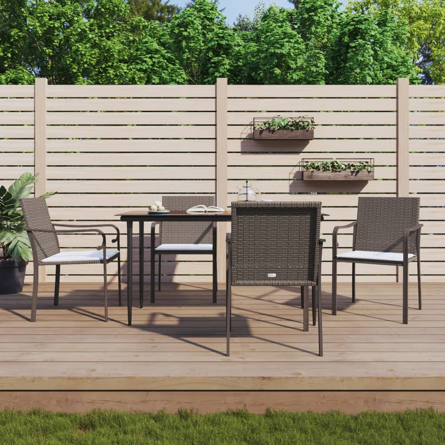 -Delige Tuinset Met Kussens Poly Rattan En Staal 5 140 cm tafellengte Bruin