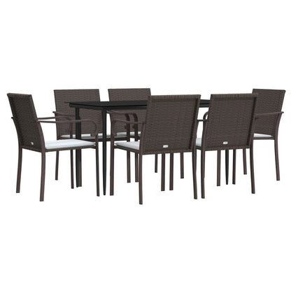 -Delige Tuinset Met Kussens Poly Rattan En Staal 7 140 cm tafellengte Bruin