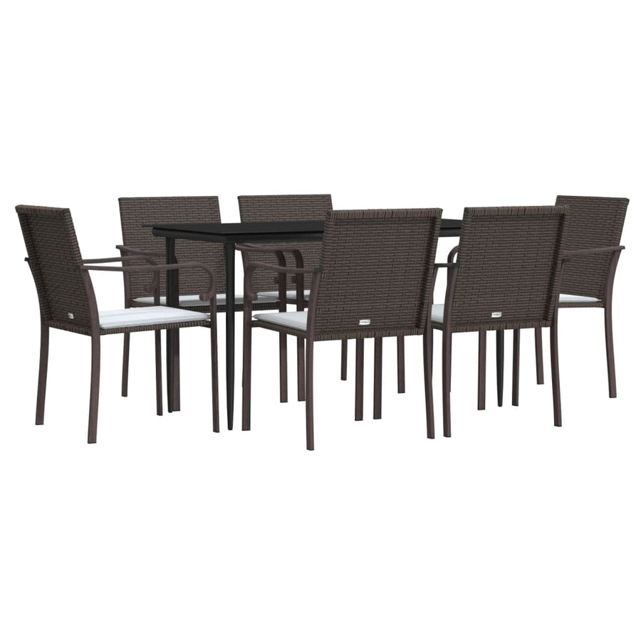 -Delige Tuinset Met Kussens Poly Rattan En Staal 7 140 cm tafellengte Bruin
