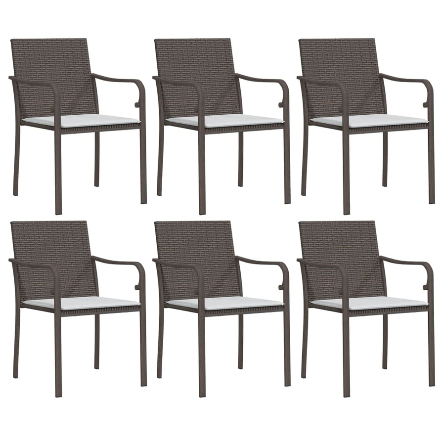 -Delige Tuinset Met Kussens Poly Rattan En Staal 7 140 cm tafellengte Bruin