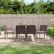 Tuinset 7-delig poly rattan staal bruin