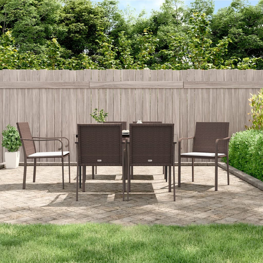 -Delige Tuinset Met Kussens Poly Rattan En Staal 7 140 cm tafellengte Bruin