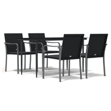 -Delige Tuinset Met Kussens Poly Rattan En Staal 5 140 cm tafellengte Zwart