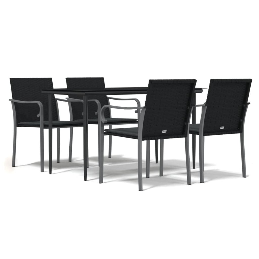-Delige Tuinset Met Kussens Poly Rattan En Staal 5 140 cm tafellengte Zwart