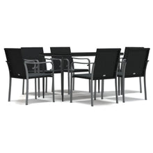 -Delige Tuinset Met Kussens Poly Rattan En Staal 7 140 cm tafellengte Zwart