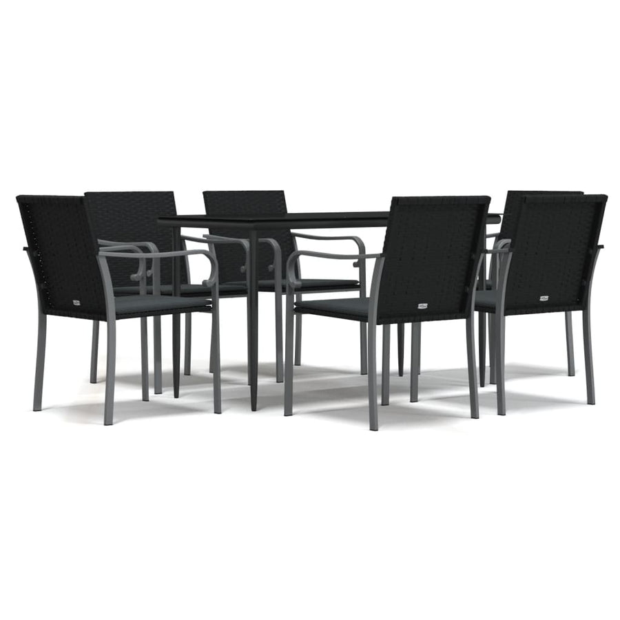 -Delige Tuinset Met Kussens Poly Rattan En Staal 7 140 cm tafellengte Zwart