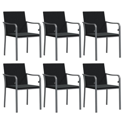 -Delige Tuinset Met Kussens Poly Rattan En Staal 7 140 cm tafellengte Zwart