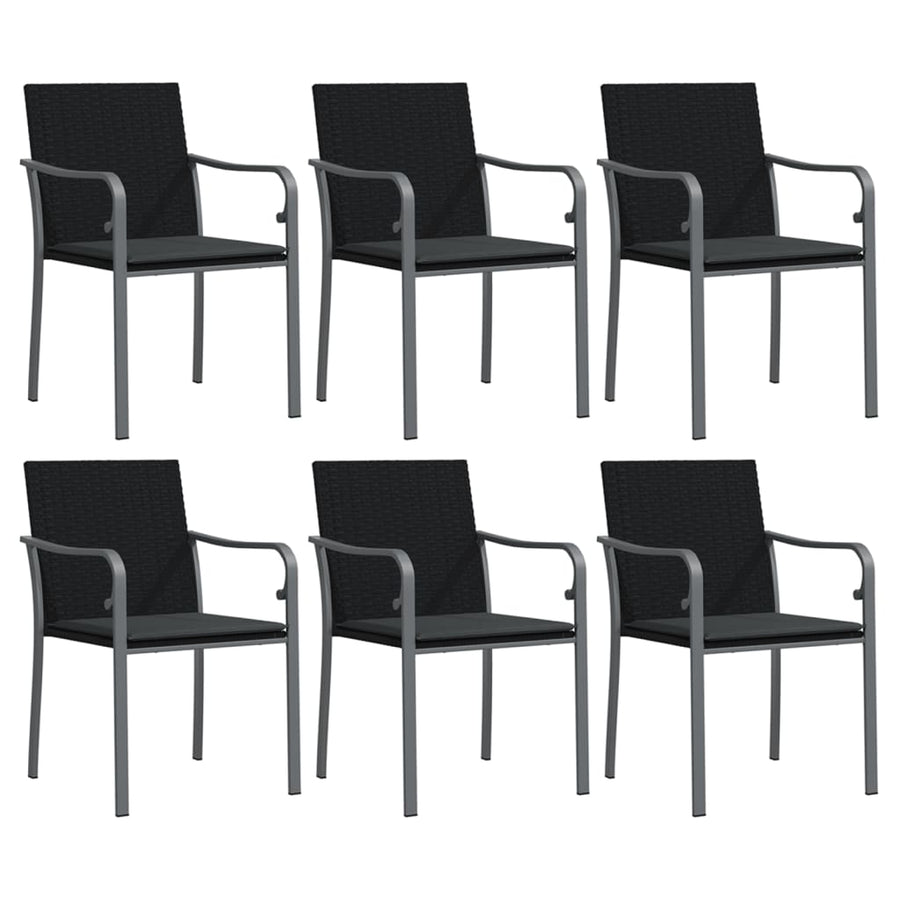 -Delige Tuinset Met Kussens Poly Rattan En Staal 7 140 cm tafellengte Zwart