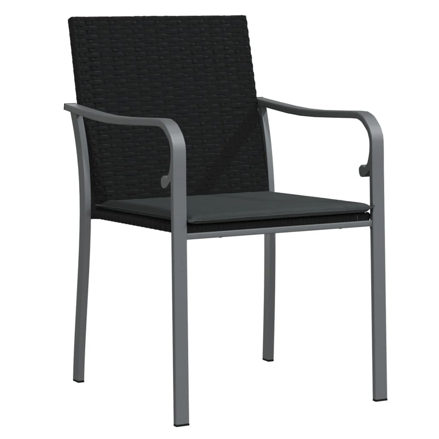 -Delige Tuinset Met Kussens Poly Rattan En Staal 7 140 cm tafellengte Zwart