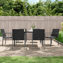 -Delige Tuinset Met Kussens Poly Rattan En Staal 7 140 cm tafellengte Zwart