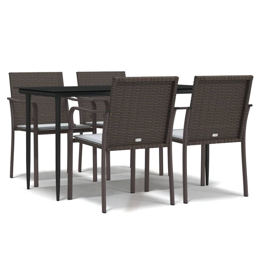 -Delige Tuinset Met Kussens Poly Rattan En Staal 5 160 cm tafellengte Bruin